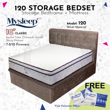 120 STORAGE BEDSET PACKAGE | 10" CLASSIC ORTHOPAEDIC SPRING MATTRESS + 120 STORAGE BED FRAME