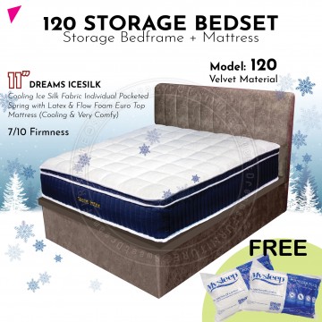 120 STORAGE BEDSET PACKAGE | 11" ICE SILK COOLING MATTRESS + 120 STORAGE BED FRAME