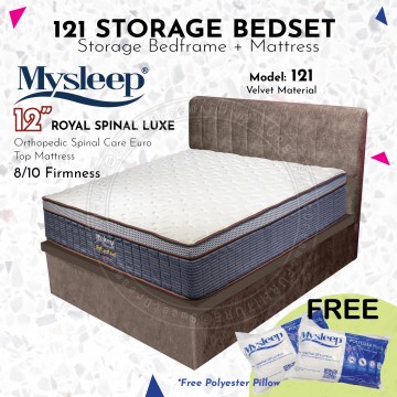 121 STORAGE BEDSET PACKAGE | 12" Royal Spinal Luxe Orthopedic Spring Mattress + 121 STORAGE BED FRAME