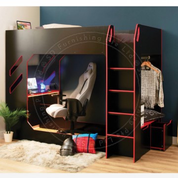 Alpha Single Gamer Loft Bed Frame | Bed Room Furniture