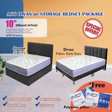 A66 Divan / Storage Bed Frame | Bed Frame + 10" Memory Foam Top Mattress Bundle Package