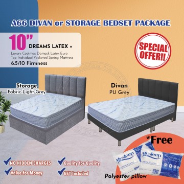 A66 Divan / Storage Bed Frame | Bed Frame + 10" Natural Latex Top Mattress Bundle Package