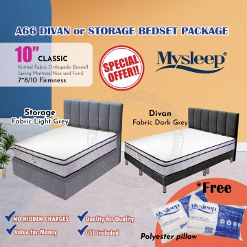 A66 Bed Frame | Frame + 10" Classic Orthopaedic Mattress Bundle Package | Single/Super Single/Queen/King Storage Bed | Divan Bed