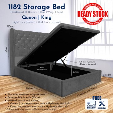 1182 Velvet Storage Bed
