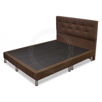 A77 Upholstered Bed Frame ( Fabric Dark Brown)