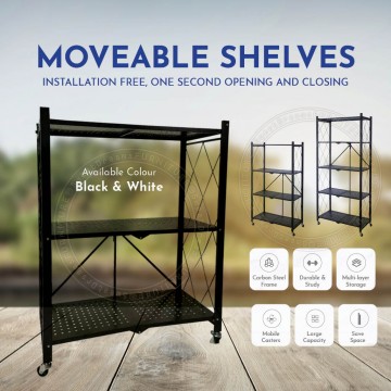 Foldable store metal moveable shelf home storage rack wire shelving