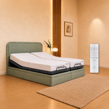 Clover 2.0 Adjustable bed base + Gausmann Vienna 8 II Mattress + Storage Bed Frame