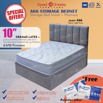 A66 Divan / Storage Bed Frame | Bed Frame + 10" Natural Latex Top Mattress Bundle Package