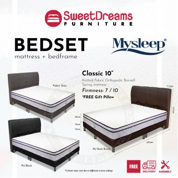 CLASSIC 10" Orthopaedic Spring Mattress + Bedframe | Bedset Package - Single / Super Single / Queen / King ]